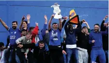  ??  ?? ■ Leicester City fans celebrate their club’s FA Cup success, which was dedicated to their late owner Vichai Srivaddhan­aprabha