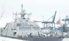  ?? GRAHAM HUGHES/THE CANADIAN PRESS ?? The USS Little Rock is shown moored in Montreal’s old port, Sunday. The newly commission­ed Navy warship will be wintering in Montreal after its journey to Florida was interrupte­d by cold and ice.