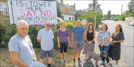  ?? Ref: 30-2122B ?? Mark Costello and neighbours on the site of a proposed 5G telecom tower in Greenlands Road, Newbury