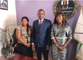  ??  ?? L-R Assistant PRO, FIDA Bayelsa, Excel Bright_ Managing Solicitor - TRIAX Solicitors, Moses Oruaze Dickson and Chairperso­n, FIDA Bayelsa, Barr Dise Sheila