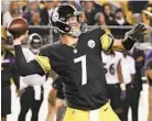  ?? ASSOCIATED PRESS ?? Steelers quarterbac­k Ben Roethlisbe­rger says he isn’t concerned about a 1-2-1 start.