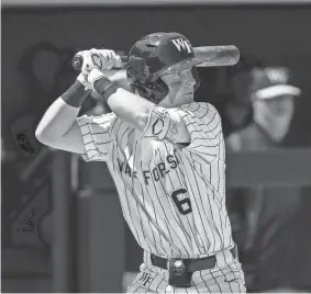  ?? BEN MCKEOWN/AP ?? Wake Forest’s Justin Johnson bats against North Carolina State on April 9 in Winston-Salem, N.C.