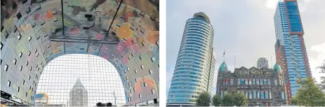  ?? /Madeleine Morrow /Ilana Korber ?? Form, fun and function: left: The Horn of Plenty interior mural, is the biggest piece of art, right: Hotel New York was built in 1901.