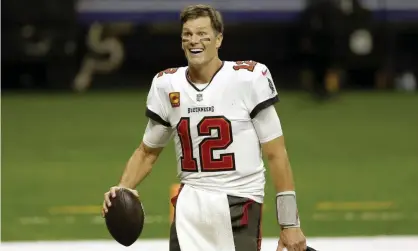  ?? Photograph: Brett Duke/AP ?? ▲ Tampa Bay Buccaneers quarterbac­k Tom Brady is not enthused about the NFL’s new rule relaxing jersey number limitation­s.