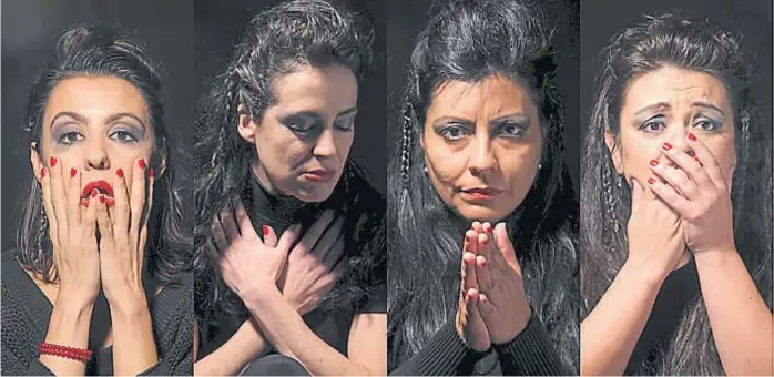  ?? (GENTILEZA SUSANA PÉREZ) ?? Palabras de mujer. Josefina Rodríguez, Liliana Angelini, María Pereyra y Carolina Britos. “Cuerpo de mujer, peligro de muerte”, en el teatro Real, mañana a las 21.