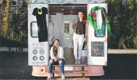  ??  ?? Karolina Jasinski, left, and Kora Pridy run the mobile Ardillas United boutique, which will be returning to the Fair at the PNE this year.