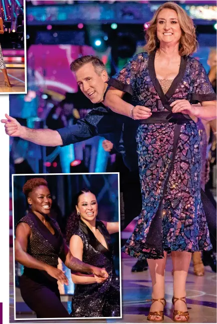  ??  ?? The race is on: Jacqui Smith and Anton du Beke. Inset, Nicola Adams, left, and Katya Jones