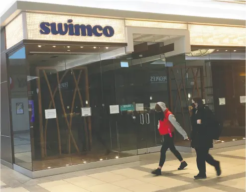  ?? Da rren Makowichuk / Postmedia news ?? Calgary-based Swimco has gone bankrupt and after 45 years in business has closed the doors on its retail shops, another of the economic hammer blows the city has been pummelled by in recent years.