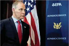  ?? [AP PHOTO] ?? Environmen­tal Protection Agency Administra­tor Scott Pruitt attends a news conference at the Environmen­tal Protection Agency in Washington on Tuesday.