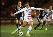  ?? IAN MACNICOL / GETTY IMAGES ?? Carli Lloyd has appeared 19 times for the national team this year but has started only five of those, most recently in the team’s 1-0 victory at Scotland.