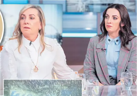  ??  ?? Nora and Danielle on morning TV yesterday pleading for a search to find David Ibbotson, far left. Left: Wreck of the plane on seabed