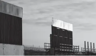  ?? VERONICA G. CARDENAS • REUTERS ?? Segments of the first border wall in Texas since President Trump took office are shown near Donna, Texas in December 2019.