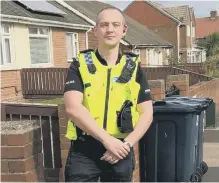  ??  ?? Sergeant Patrick Scott, of Northumbri­a Police, on Cavendish Place. The houses in picture are not associated with the order.