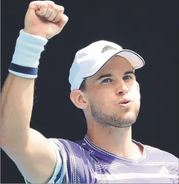  ?? FOTO: EFE ?? Dominic Thiem, debutante en unos cuartos de Melbourne Park. Al tercer intento franqueó el listón de octavos