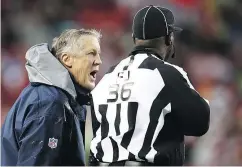  ?? — GETTY IMAGES FILES ?? Pete Carroll will have to make sure his offensive line is up to the task, too, Sunday in Seattle.