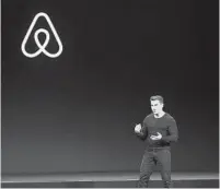  ?? ERIC RISBERG AP ?? Airbnb, led by CEO Brian Chesky, could raise up to $3.4 billion in its initial public offering of stock, giving the home-sharing company a valuation of $42 billion.