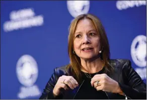  ?? (AFP/Getty Images/TNS/Patrick T. Fallon) ?? Mary Barra, chair and chief executive officer of General Motors Company, speaks during the Milken Institute Global Conference in Beverly Hills, Calif., in 2022.