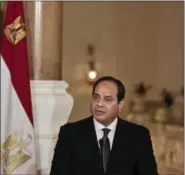  ?? AP FILE ?? Egyptian President Abdel-Fattah el-Sissi meets with German Chancellor Angela Merkel, during a press conference, at the presidenti­al palace in Cairo, Egypt, Thursday, March 2, 2017.