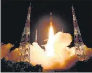 ?? PTI ?? Isro’s earth observatio­n satellite EOS-03 on-board GSLV-F10 blasts off from Sriharikot­a on Thursday.
