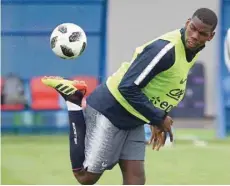  ?? — AFP ?? France’s Paul Pogba controls the ball during a training session at the Glebovets Stadium in Istra, on June 12, 2018, ahead of the Russia 2018 World Cup match against Australia.