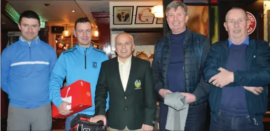  ??  ?? At the presentati­on of prizes for The Golf Shop, College St sponsored competitio­n at the Ross GC were, from left: Donal Considine, sponsor, Sean Moynihan, Club Captain Alan Flynn, Tony Lenihan andJohn Cuskelly.