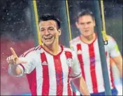  ?? AP ?? Paraguay's Leonardo Sanchez celebrates after scoring against Mali in Mumbai on Friday. Paraguay won 32.