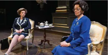  ?? CYLLA VON TIEDEMANN ?? Queen Elizabeth (Fiona Reid, right) goes head to head with Margaret Thatcher (Kate Hennig) in The Audience.