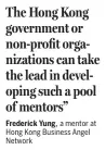  ??  ?? Frederick Yung, a mentor at Hong Kong Business Angel Network