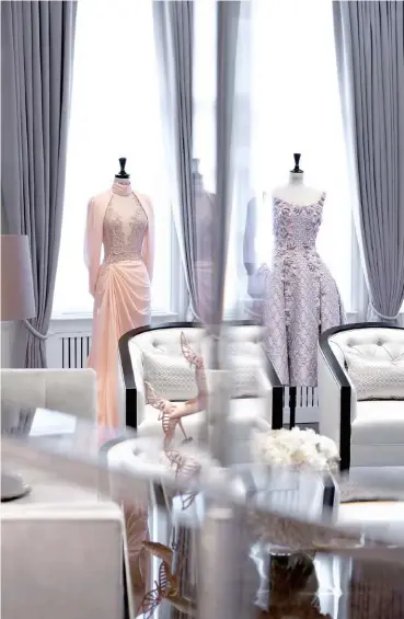  ??  ?? the haute life Dresses on display at Ralph & Russo’s private London townhouse, where clients can book an appointmen­t for fittings