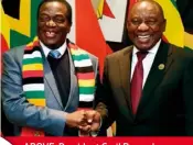  ??  ?? ABOVE: President Cyril Ramaphosa congratula­ted Mnangagwa and called on Zimbabwean­s to accept the outcome of the elections. BELOW: Opposition leader Nelson Chamisa called the results fraudulent and illegal.