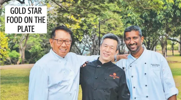  ??  ?? Jimmy Shu (Hanuman restaurant­s), Danny Yeum (Roast and Noodle) and Madusha Olupathage (DoubleTree by Hilton hotels) are excited for the Gold Plate Awards. Picture: Supplied