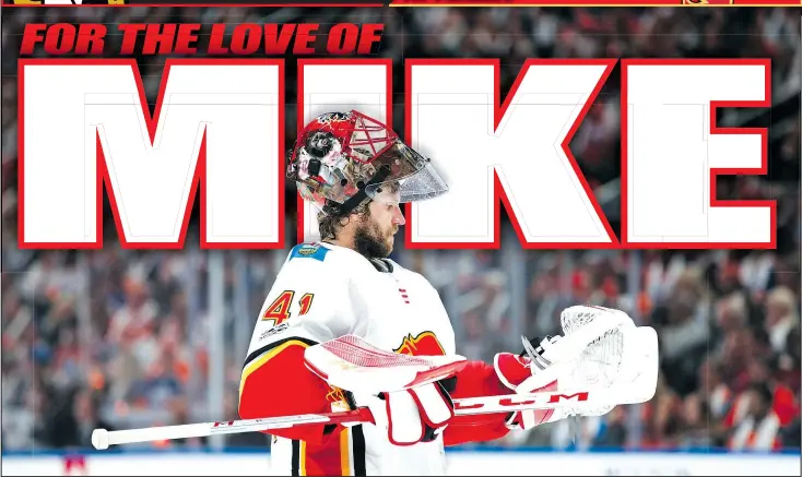  ?? GETTY IMAGES ?? Calgary Flames netminder Mike Smith has had to be rock-solid between the pipes, given his defence corps’ surprising­ly inept play this season.