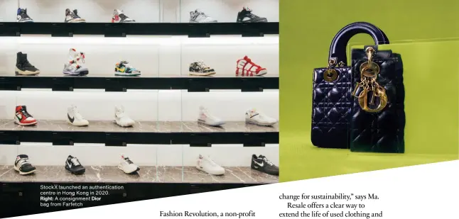  ?? Stockx launched an authentica­tion centre in Hong Kong in 2020. Right: A consignmen­t Dior bag from Farfetch ??