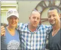  ??  ?? GOTCHA: The Rep caught two celebritie­s who were visiting Queenstown over the weekend, with from left, singer Juanita du Plessis who performed at the Tamboekie Festival, Johan Reynders of Roche House and former All Black flyhalf Carlos Spencer