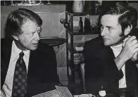  ?? The Associated Press ?? ■ Associated Press Special Correspond­ent Walter R. Mears, right, talks with presidenti­al candidate Jimmy Carter in Concord, N.H., before the New Hampshire primary election in 1976. As the former U.S. president starts hospice care in February at his home in Plains, Ga., many people are considerin­g his impact. One man who knew him well was Mears, whose coverage of the 1976 presidenti­al campaign won a Pulitzer Prize. Before Mears died in 2022, he wrote about Carter’s life as an internatio­nal envoy of peacemakin­g and democracy.