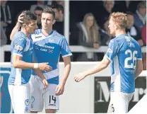  ??  ?? ■ Saints’ Graham Cummins celebrates his goal.