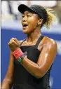  ??  ?? Naomi Osaka reacts after a point during her 6-2, 6-4 victory over Serena Williams for her first Grand Slam title.