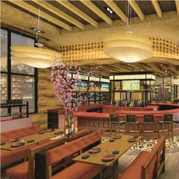  ?? RED PINE BOCA ?? An artist rendering of Red Pine Restaurant and Lounge, which soft-opened to the public on March 8 in Boca Raton with dim sum, dumplings and other higher-end traditiona­l Chinese cuisine. A grand opening is planned for late March.