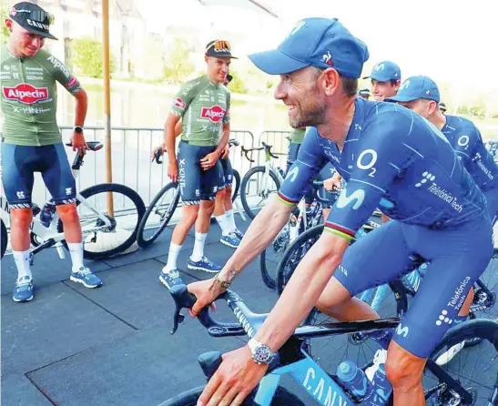  ?? MOVISTAR ?? Alejandro Valverde corre desde hoy su último Giro