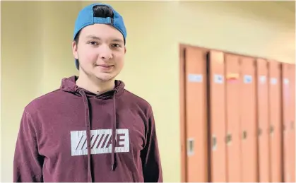  ?? PHOTOS BY KRISTIN GARDINER ?? École Évangéline Grade 12 student Brent Arsenault enjoyed his time at the community exhibition grounds while his school underwent renovation­s and repairs. Still, he’s glad to be back in his normal classrooms for the first time since September.