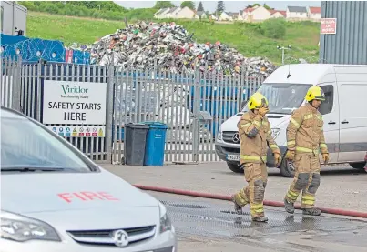  ?? Picture: Steven Brown. ?? Fire crews tackled a blaze at Viridor in the Lower Friarton Industrial Estate.