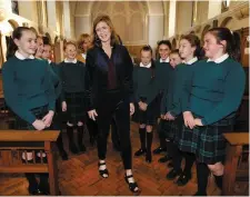  ??  ?? Former US ambassador to the UN Samantha Power speaks to students at Mount Anville Secondary School in Dublin. Photo: Steve Humphreys