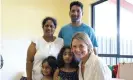  ?? Photograph: Supplied from the office of Kristina Keneally ?? Senator Kristina Keneally with Priya, Nades, Kopica and Tharunicaa in the visitors’ room at the Christmas Island detention centre.