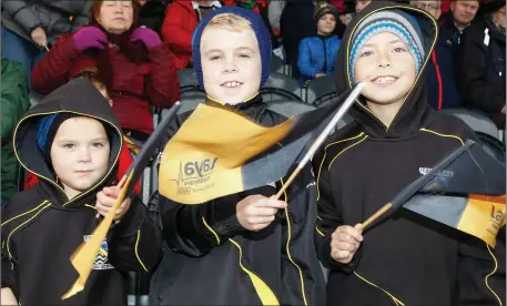  ??  ?? brothers Luca, Finn and Noah O’Donoghue at last Sunday’s Munster Club IFC Final in Mallow. Photo by Eric Barry