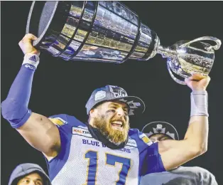  ?? AZIN GHAFFARI FILES ?? The Grey Cup, won in 2019 by Chris Streveler and the Blue Bombers, is a national party held every November. The CFL wants the Vanier Cup university football championsh­ip to join the party.