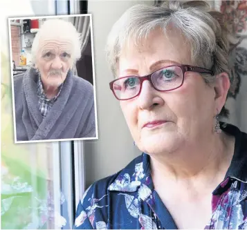  ?? ADRIAN WHITE PHOTOGRAPH­Y ?? Jenny Davies from Cadoxton, Neath, hasn’t seen her husband Meiron, inset, since September due to coronaviru­s restrictio­ns at the care home where he lives