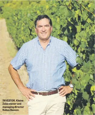  ??  ?? INVESTOR. Kleine Zalze owner and managing director Kobus Basson.