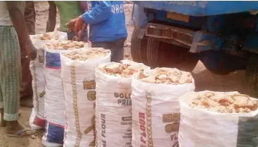  ?? PHOTO: ?? Bags of iron ore from illegal mines in Kwara State. ROMOKE A. AHMED