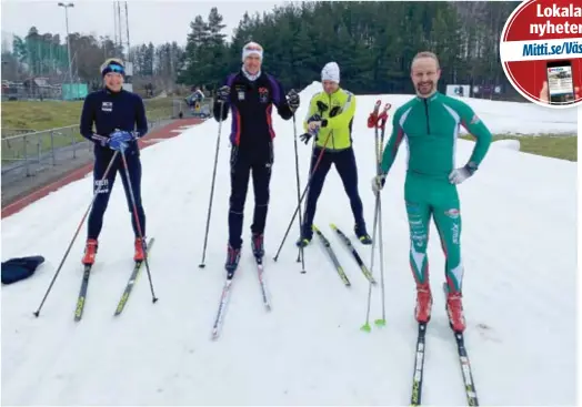  ?? FOTO: CHARLOTTE ARWEDSSON ?? BRA TRÄNING. Ingela Gahne, Martin Törnqvist, Peter Groth och Magnus Nygren körde Norrort Tour de Ski.