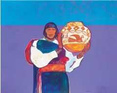  ??  ?? “Mary from Acoma Pueblo,” 1988, acrylic on canvas by John Nieto.
“Old Person,” 1989, acrylic on canvas by John Nieto.